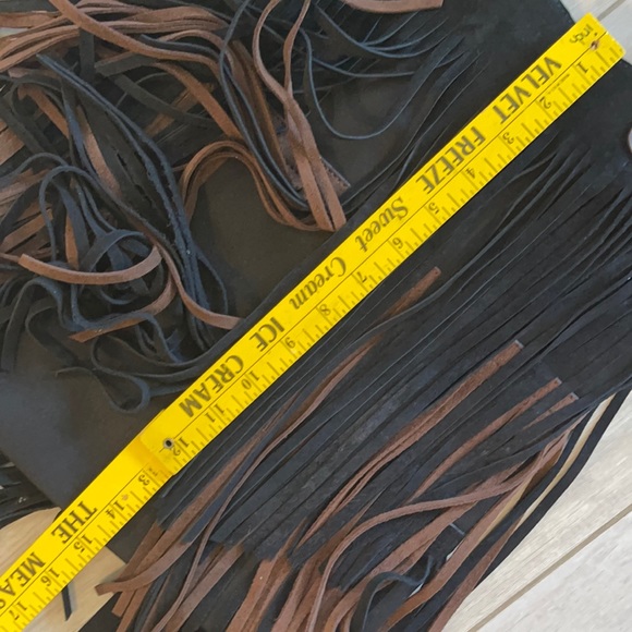 Ella Moss M/L Fringed Suede Leather Tote/handbag Black boho bag - Picture 11 of 16